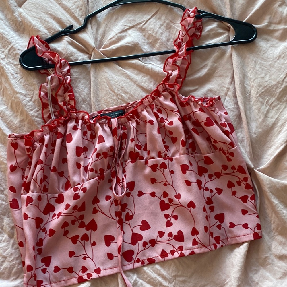 Shein pink and red bustier style top